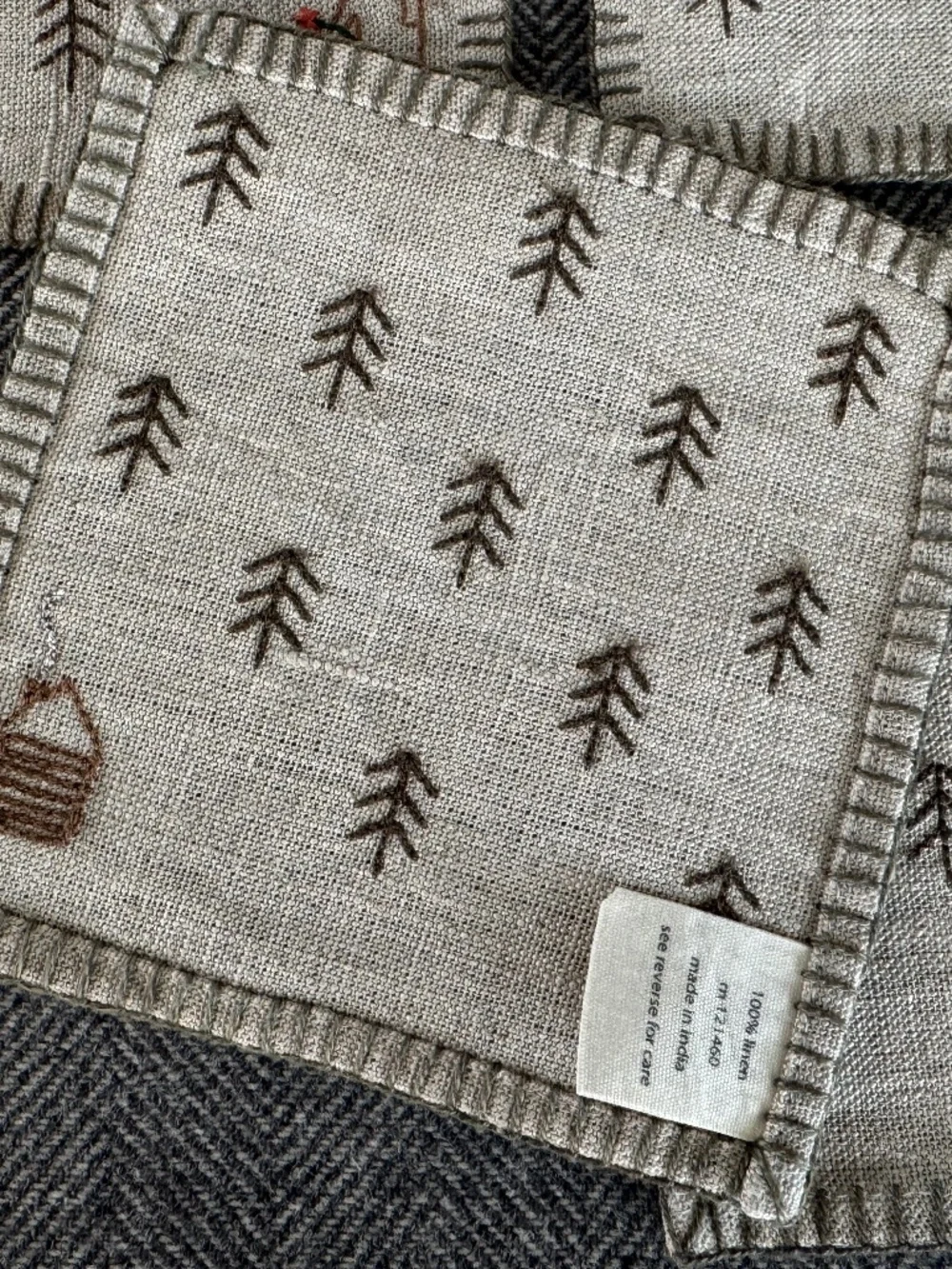 NWOT, ROOST, DARLING 100% LINEN, EMBROIDERED COASTERS, SET OF 6